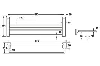 Полка для полотенец Rose RG1608 61см хром
